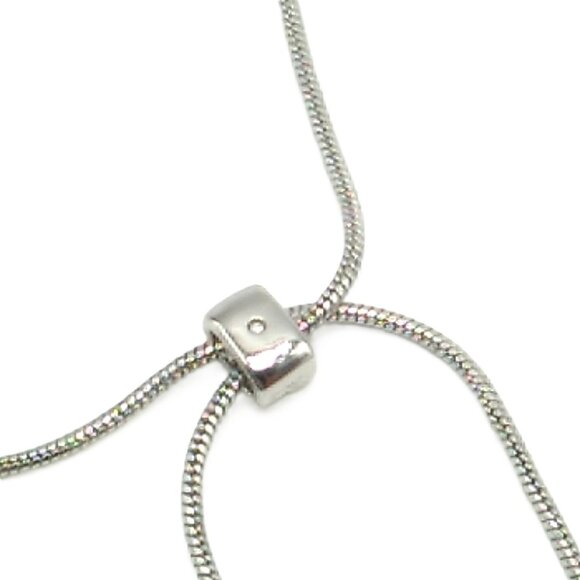 Double Pendant Silver-tone Adjustable Slide Snake Chain Necklace  **READ** - Picture 9 of 16